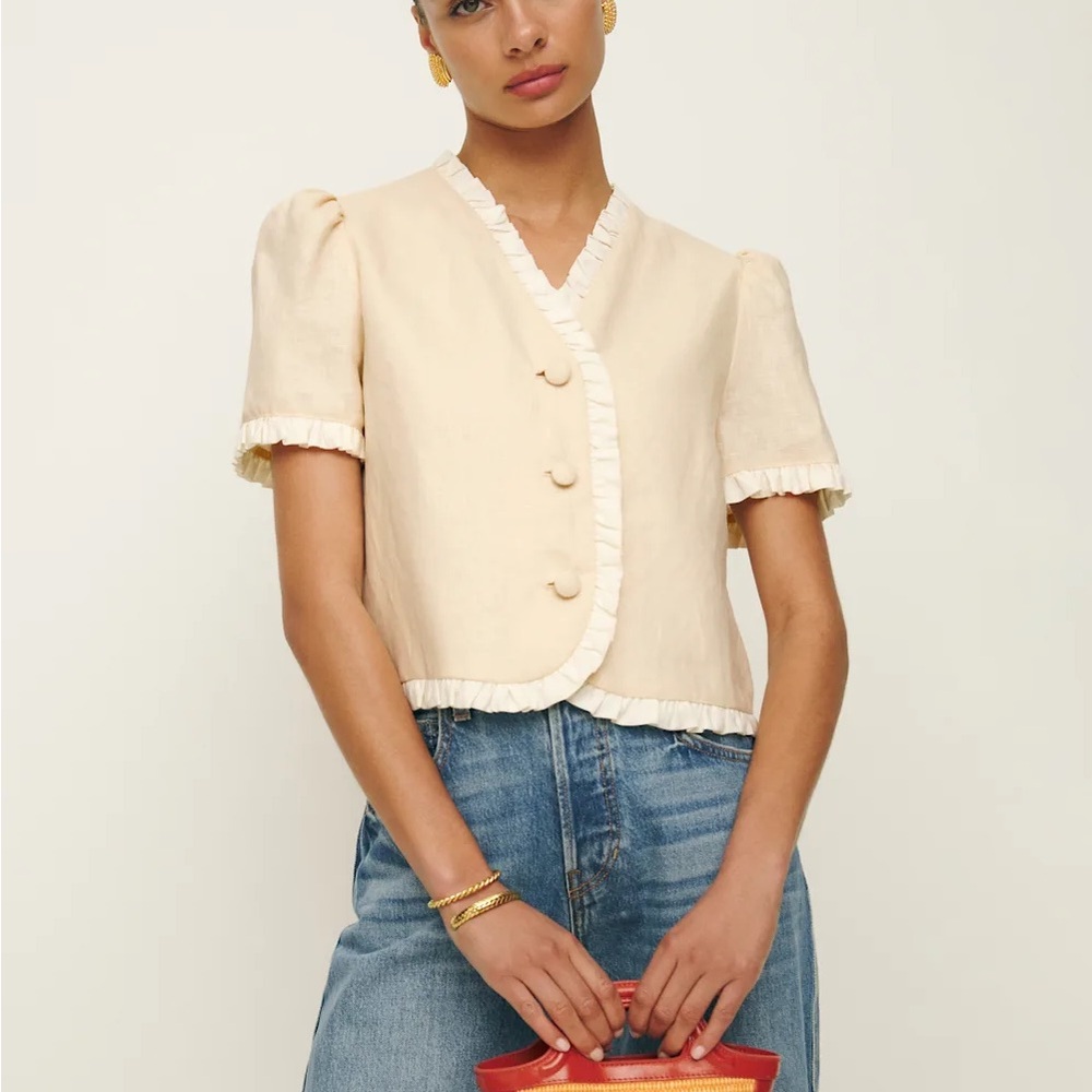 NWT Reformation Bess Linen Top in Sugar